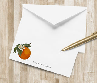 Personalized Orange Blossom Stationery Set / Stationary | Orange Notecards | Orange Floral Stationery | Florida Gift | California Gift
