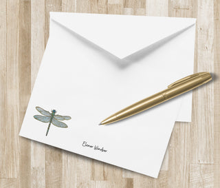 Personalized Dragonfly Stationery Set | Dragon fly Stationary | Dragonfly Notecards | Elegant Gift Idea