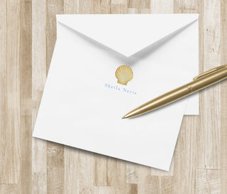 Personalized Scallop Seashell Stationery / Shell Notecards | Beachy Stationary | Coastal Stationery | Coastal Notecards | Beachy Gifts