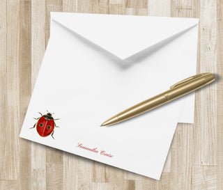Personalized Ladybug Stationery / Stationary | Ladybug Notecards | Red Ladybug Cards | Red Custom Bug Note Cards