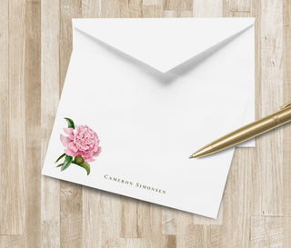 Peony Floral Stationery Set / Stationary | Floral Notecards | Pink Flower Stationery | Pink Notecards | Bachelorette / Bridal Gift