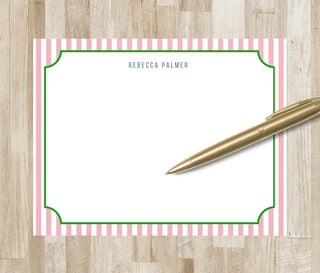 Personalized Stripe Stationery Set | Preppy Stationary | Classic Notecards