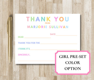 Personalized Child Thank You Notes Stationery | Kid Fill In The Blank Stationary | Little Boy Thank You Notes | Little Girl Thank You Card