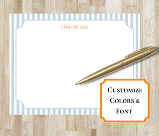 Personalized Stripe Stationery Set | Preppy Stationary | Classic Notecards