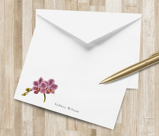 Personalized Orchid Flower Stationery Set | Purple Orchid Stationary | Floral Note Cards | Bachelorette Gift | Birthday Gift