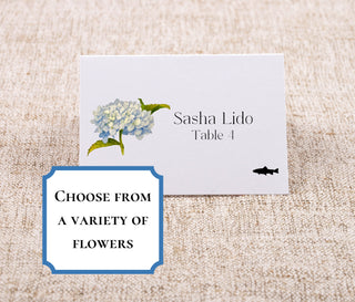 Floral Place-Cards | Wedding Place Cards | Dinner Table Tents Seating Cards | Choose your own flower: Hydrangea Orchid Magnolia Peony Rose