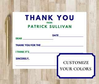Personalized Child Thank You Notes Stationery | Kid Fill In The Blank Stationary | Little Boy Thank You Notes | Little Girl Thank You Card