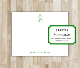 Personalized Golf Stationery / Stationary | Golfing Notecards | Golfer Gift | Mens & Women's Golf Gift | Monogram Stationery with Initials