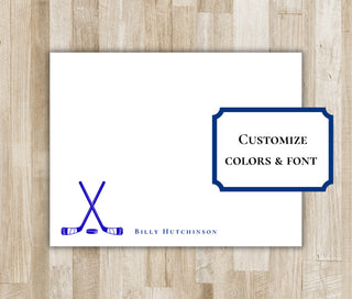 Personalized Ice Hockey Stationery Set / Stationary | Ice Hockey Sticks Notecards | Hockey Team Gift | Ice Hockey Gift