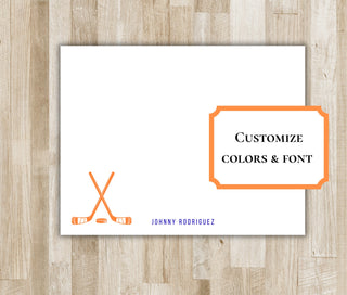 Personalized Ice Hockey Stationery Set / Stationary | Ice Hockey Sticks Notecards | Hockey Team Gift | Ice Hockey Gift