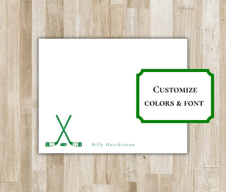 Personalized Ice Hockey Stationery Set / Stationary | Ice Hockey Sticks Notecards | Hockey Team Gift | Ice Hockey Gift