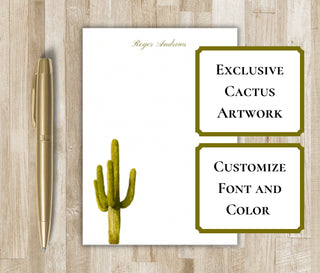 Personalized Cactus Notepad | Saguaro Cactus Artwork | Arizona Gift | Desert Stationery | Exclusive Cactus Watercolor