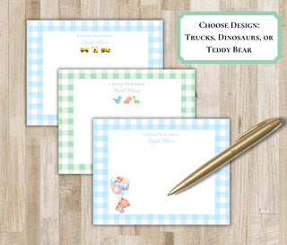 Boy Stationery Set / Little Boy Stationary | Baby Shower Thank You Cards | Personalized Little Boy Notecards | Dinosaurs, Trucks, Teddy Bear