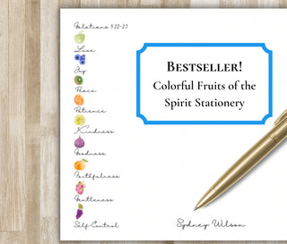 The Fruits of the Spirit Personalized Stationery / Stationary | Galatians 5:22-23 Notecards | Custom Christian Stationery