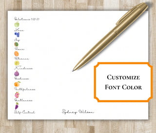 The Fruits of the Spirit Personalized Stationery / Stationary | Galatians 5:22-23 Notecards | Custom Christian Stationery