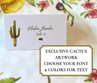Saguaro Cactus Place-Cards | Wedding Placecards | Dinner Table Tents Seating Cards | Desert Cactus Table Tents | Exclusive Custom Artwork