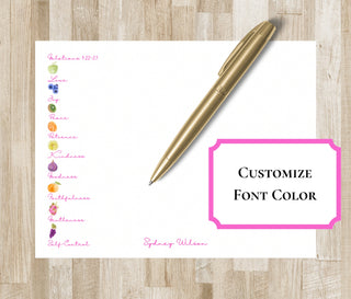 The Fruits of the Spirit Personalized Stationery / Stationary | Galatians 5:22-23 Notecards | Custom Christian Stationery