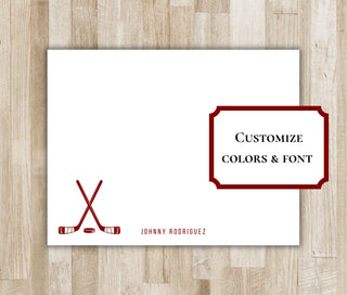 Personalized Ice Hockey Stationery Set / Stationary | Ice Hockey Sticks Notecards | Hockey Team Gift | Ice Hockey Gift