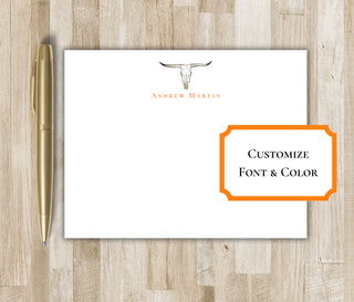 Personalized Longhorn Stationery Set | Texas Longhorn Notecards | Texas Gift | Cowboy Cowgirl Gift Stationary