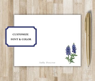 Personalized Bluebonnet Stationery Set | Texas Bluebonnet Notecards | Texas Gift | Bluebonnet Flower Stationary