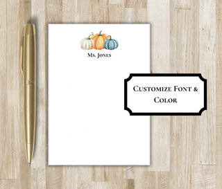 Fall Pumpkin Notepad | Personalized Fall Notepad | Fall Teacher Gift | Fall Stationery | Custom Notepad