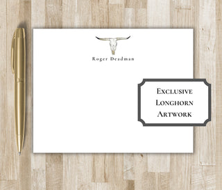Personalized Longhorn Stationery Set | Texas Longhorn Notecards | Texas Gift | Cowboy Cowgirl Gift Stationary