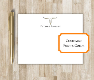 Personalized Longhorn Stationery Set | Texas Longhorn Notecards | Texas Gift | Cowboy Cowgirl Gift Stationary