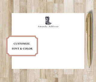 Personalized Cowgirl Boots Stationery | Cowboy Boots Notecards | Texas / Arizona / Oklahoma / Tennessee Gift