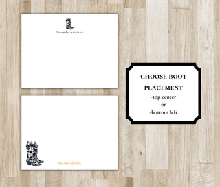 Personalized Cowgirl Boots Stationery | Cowboy Boots Notecards | Texas / Arizona / Oklahoma / Tennessee Gift
