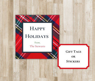 Plaid Christmas Gift Tags or Stickers | Xmas Tartan Plaid Gift Tags | Holiday Gift Tags | Personalized Christmas Gift Tags | Merry Christmas