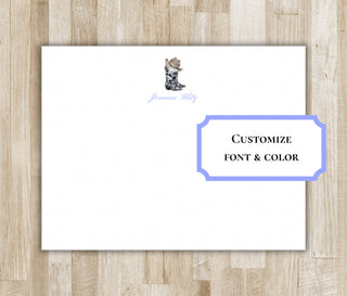 Personalized Cowgirl Boots & Cowboy Hat Stationery | Cowboy Boots Notecards | Texas / Arizona / Oklahoma / Tennessee Gift