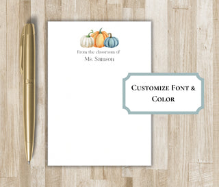 Fall Pumpkin Notepad | Personalized Fall Notepad | Fall Teacher Gift | Fall Stationery | Custom Notepad