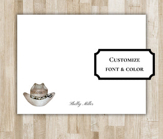 Personalized Cowgirl & Cowboy Hat Stationery | Cowboy Cowgirl Notecards | Texas / Arizona / Oklahoma / Tennessee / Rodeo Gift