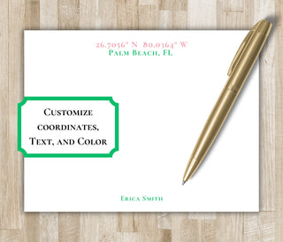 Custom Latitude Longitude Coordinates Stationery | Lat Long Coordinates Geography Stationary | Anniversary Wedding Gift | Custom Location