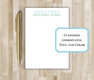 Custom Latitude Longitude Coordinates Notepad | Lat Long Coordinates Geography Notepad & Stationery | Anniversary Gift | Wedding Gift
