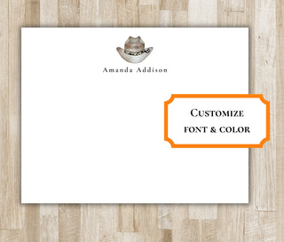Personalized Cowgirl & Cowboy Hat Stationery | Cowboy Cowgirl Notecards | Texas / Arizona / Oklahoma / Tennessee / Rodeo Gift