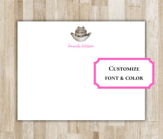 Personalized Cowgirl & Cowboy Hat Stationery | Cowboy Cowgirl Notecards | Texas / Arizona / Oklahoma / Tennessee / Rodeo Gift