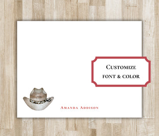Personalized Cowgirl & Cowboy Hat Stationery | Cowboy Cowgirl Notecards | Texas / Arizona / Oklahoma / Tennessee / Rodeo Gift