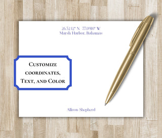 Custom Latitude Longitude Coordinates Stationery | Lat Long Coordinates Geography Stationary | Anniversary Wedding Gift | Custom Location