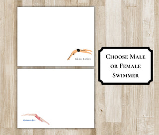 Boy or Girl Swimming Stationery Set / Swim Stationary | Swimmer Notecards | Male or Female Swimmer Gift | Swimming Team Gift