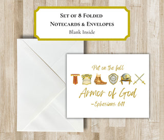 Armor of God Greeting Cards | Set of 8 Bible Verse Folded Notecards | Ephesians 6: 10-18 | Scripture Verse Gift | Armor of God Gift