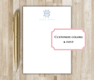 Elegant Monogram Notepad | Two Letter Monogram | Customize colors and name | Personalized Gift