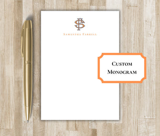 Elegant Monogram Notepad | Two Letter Monogram | Customize colors and name | Personalized Gift