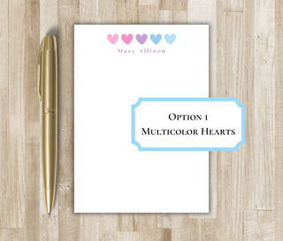Personalized Valentines Day Notepad | Multicolor Hearts Notepad | Choose Your Design | Valentines Day Gift
