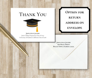 Custom Folded Graduation Thank You Notes | Personalized Graduation Stationery / Stationary | Graduate Note Cards
