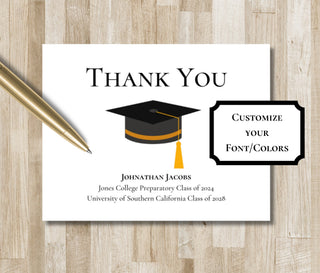 thank you grad card message Custom Folded Graduation Thank You Notes