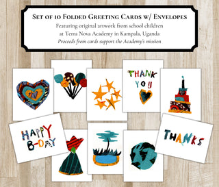 Traditional African Greeting Cards | Set of 10 Blank Cards | Birthday Cards & Thank You Cards - Featuring Original African Artwork