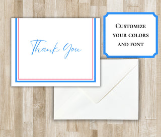Elegant Thank You Notecards | Folded Thank You Notes | Bordered Thank You Notes