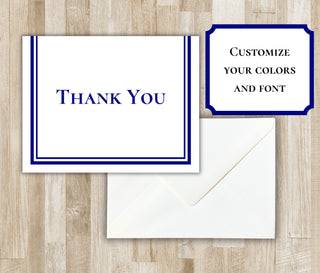 Elegant Thank You Notecards | Folded Thank You Notes | Bordered Thank You Notes