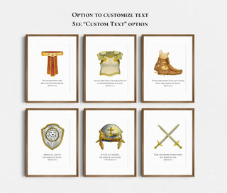Armor of God Artwork - Set of 6 | Christian Artwork | Bible Verse Artwork | Ephesians 6:14-17